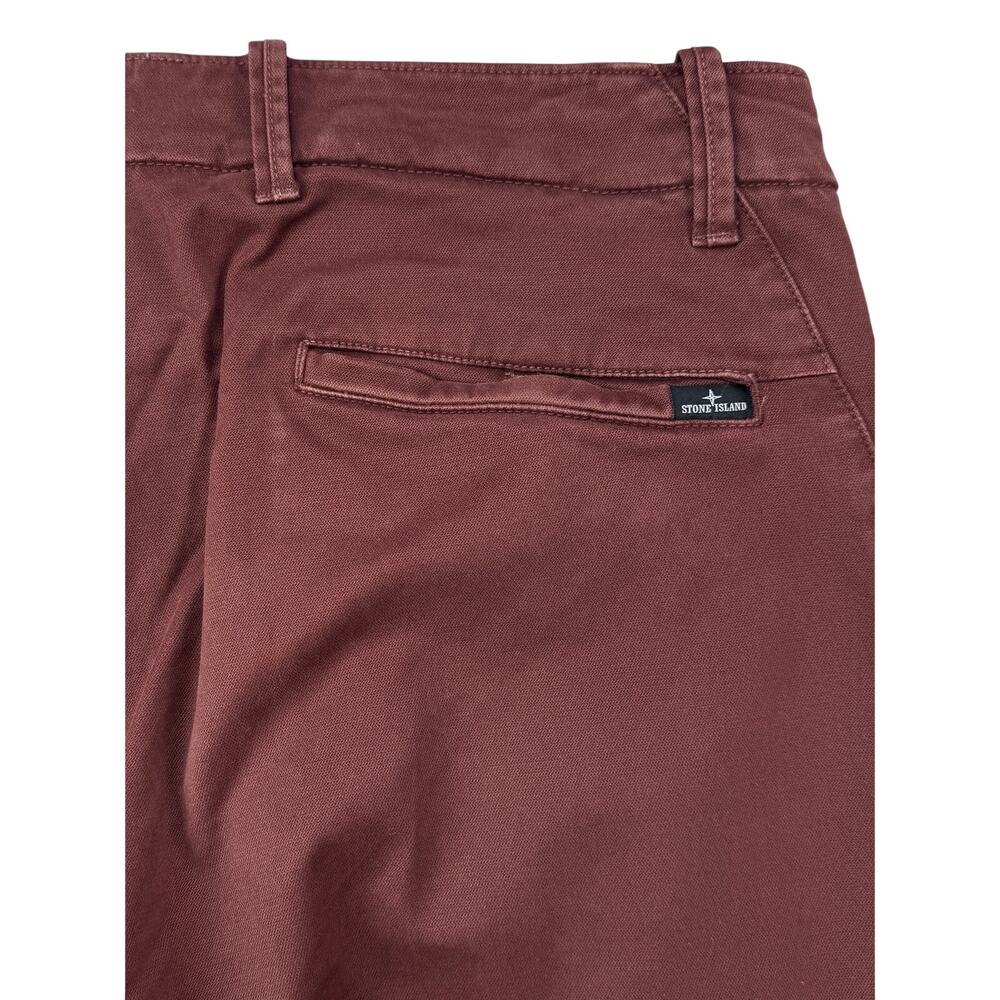 STONE ISLAND Chino Slim Fit Pants Type SK Size 34 Washed Maroon - Picture 8 of 9